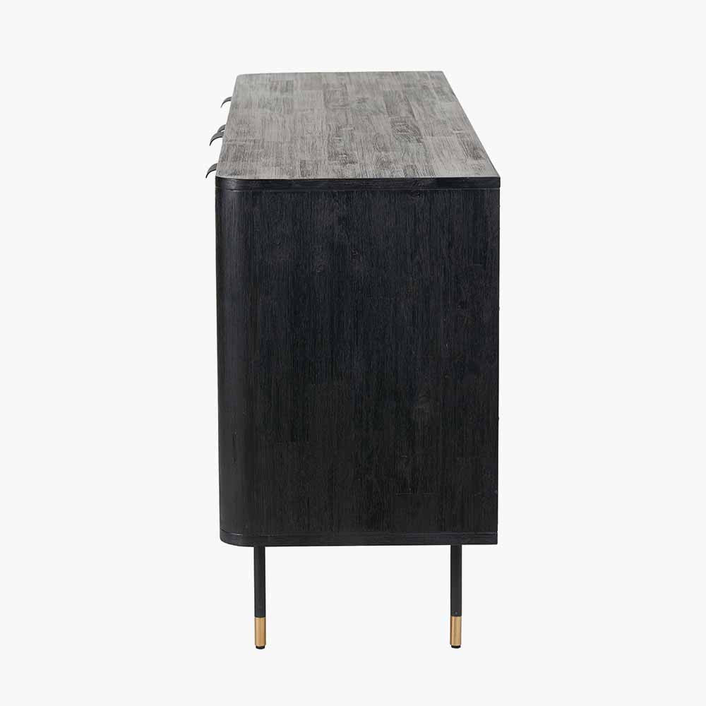 Fiji Black Acacia Wood & Natural Rattan Sideboard